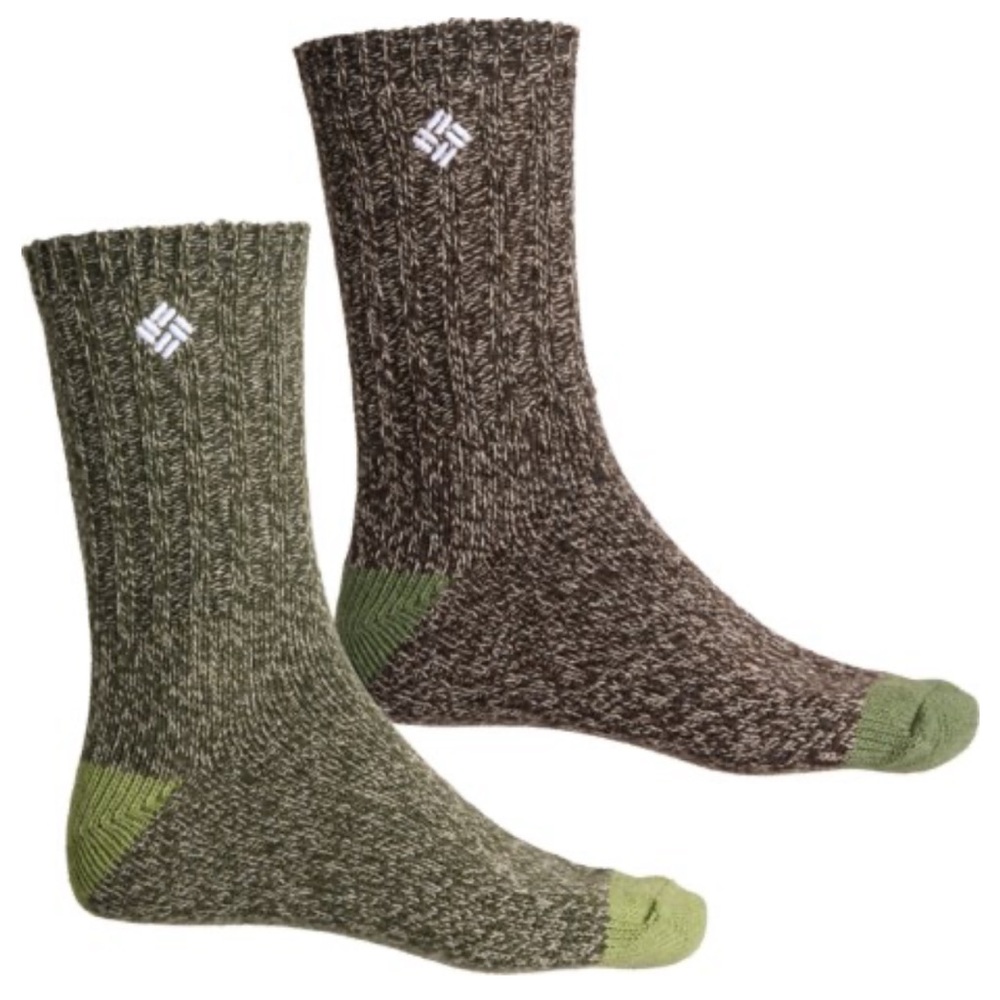 NIP 2-pack army green Columbia wool blend crew socks